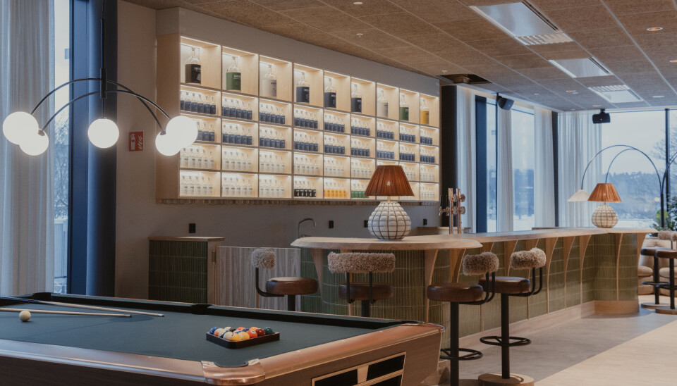 En av attraksjonene på hotellet er gin-baren.