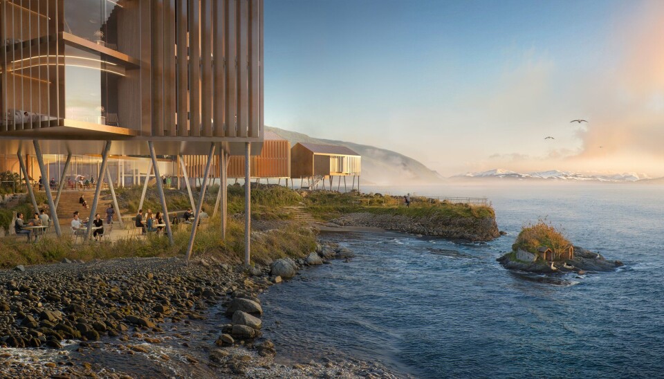 Arctic Sensation at hotellet skal bestå av fem ulike bygninger, som bygges på påler for å gi bedre utsyn fra fylkesveien.
