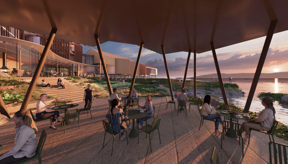 Man skal kunne oppholde seg i uteområder under bygget som er hevet fra bakken.