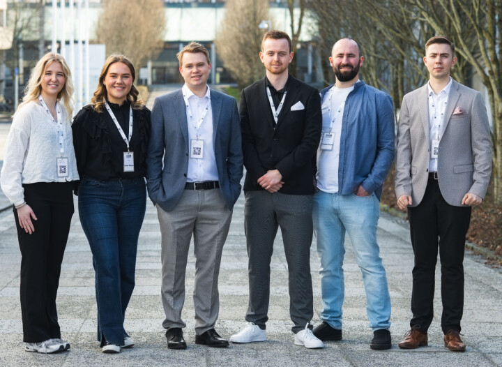 Styret i Serviceforum 2025: Wilde Rohde Soldal (t.v.), Anniken Andersen, Sondre Stene, Magnus Hilstad Østraat, Alexandros Bianchini Delaveris og Jonas Indstad Hole.