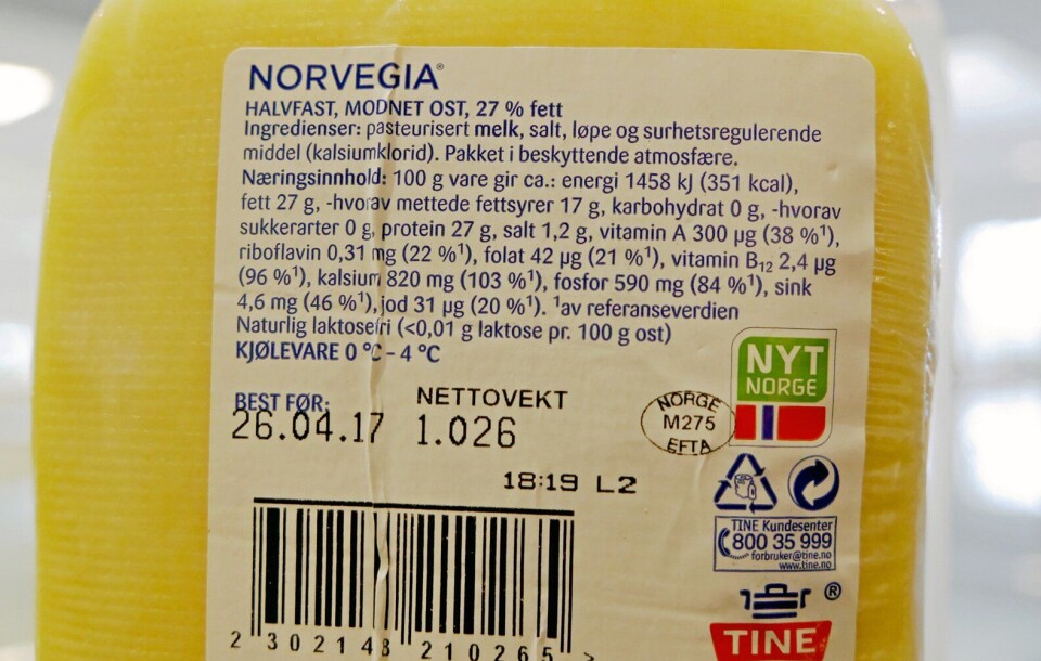 NÅ: Slik er dagens laktose-informasjon på Norvegia.