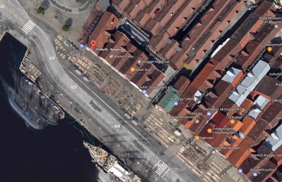 BELIGGENHET: Uteserveringen ligger i 'indrefileten' av Bergen.