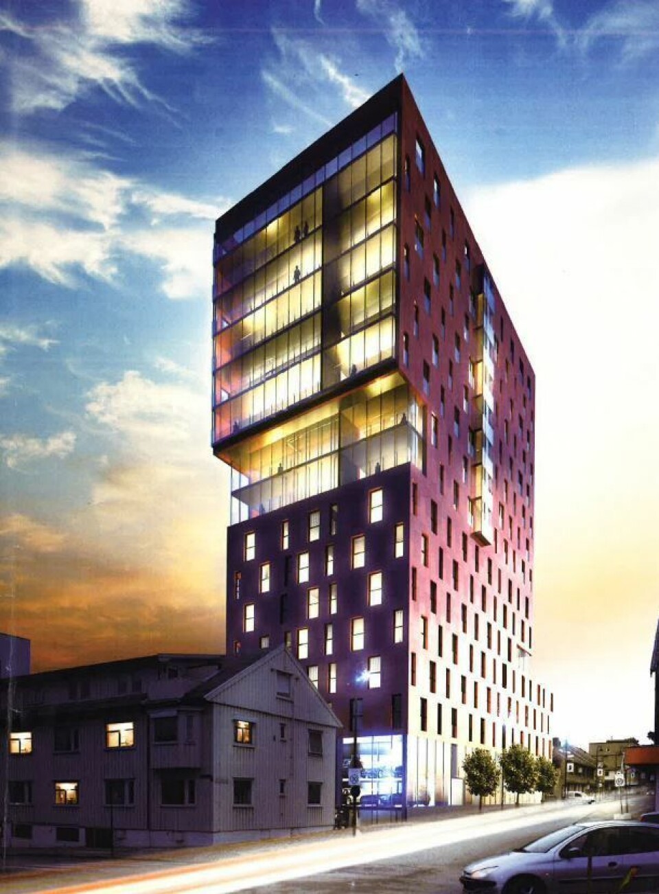 THE STORM: Slik ser arkitektene for seg at Norlandias nye Bodø-hotell skal se ut..