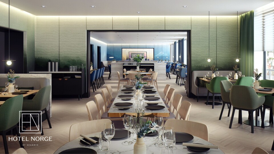 NY: Slik blir Hotel Norge nye restaurant, NOVA. Design av Concrete Architects og MIR.