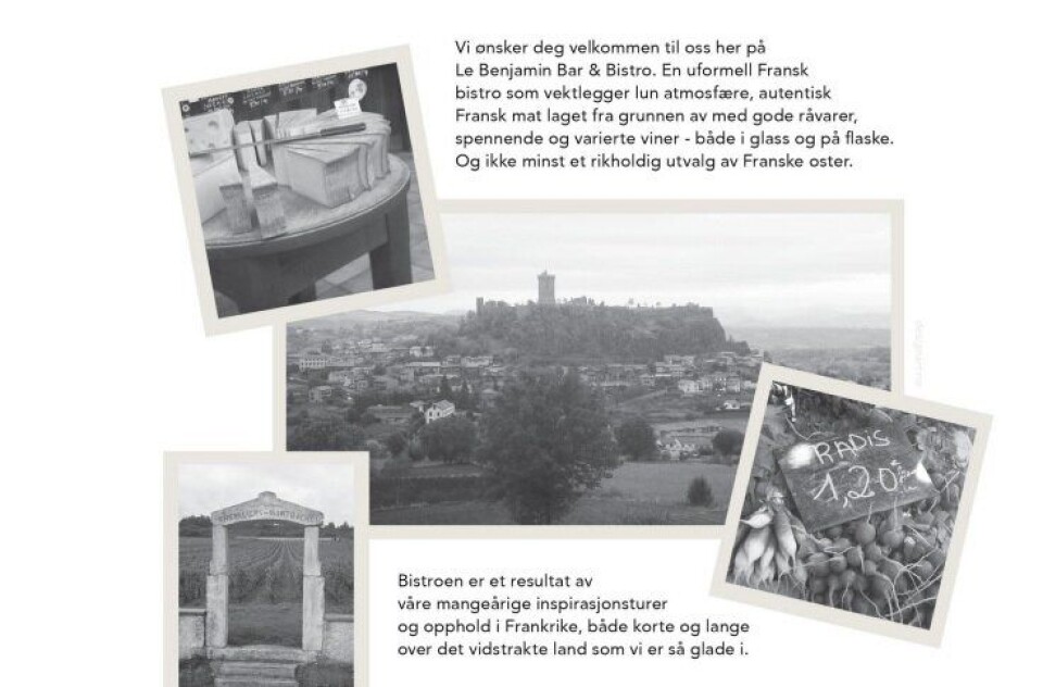 BISTRO: Restaurantens fulle navn er Le Benjamin Bar & Bistro.