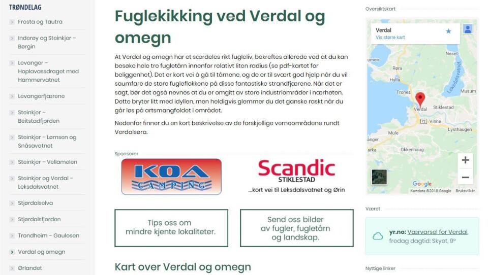 PÅ PLASS: Her er to overnattingssteder som har skjønt at fuglekikking er et marked. Skjermdump: birdingbed.no PÅ PLASS: Her er to overnattingssteder som har skjønt at fuglekikking er et marked. Skjermdump: birdingbed.no
