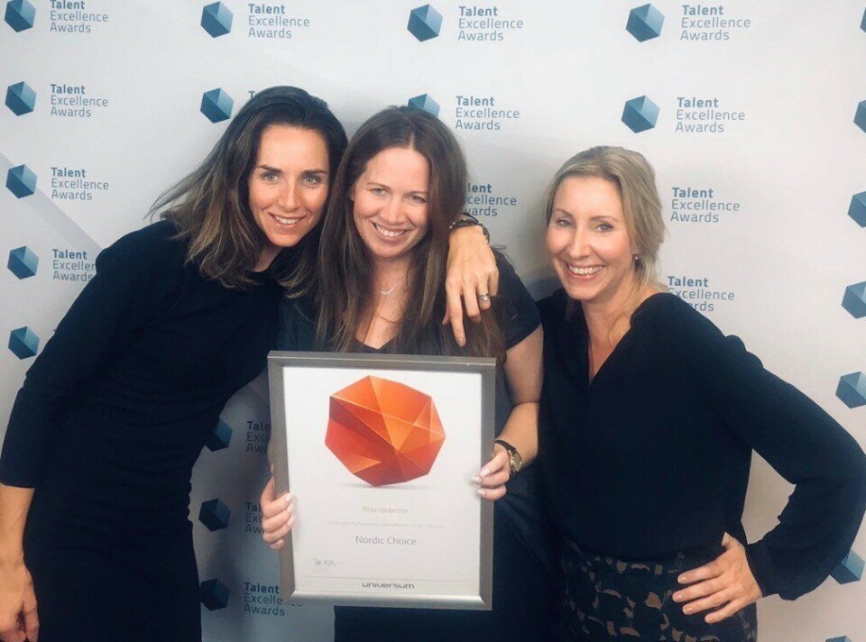 BEST I BRANSJEN: Nordic Choice Hotels er på topplisten over mest attraktive arbeidsgivere for norske økonomer. F.v.: Hedda Skaug, Hanne Corneliussen, Karin Sjögren, alle People & Culture Manager i Nordic Choice.