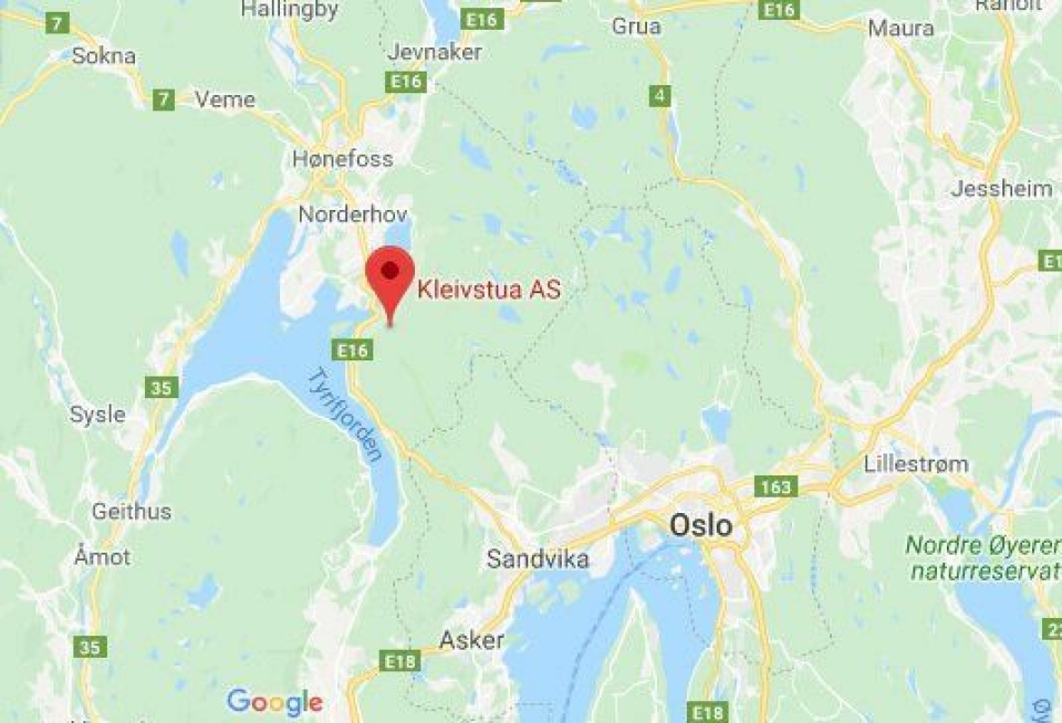 HER: Kleivstua ligger 45 km fra Oslo, i retning Hønefoss.