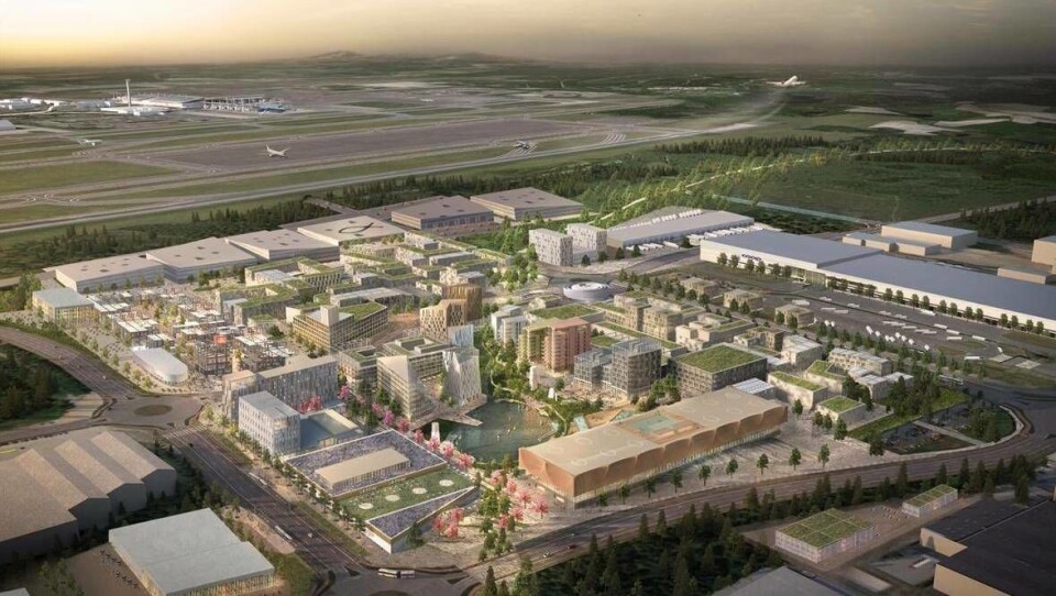 GIGANT: En ny by reiser seg rett ved Gardermoen.