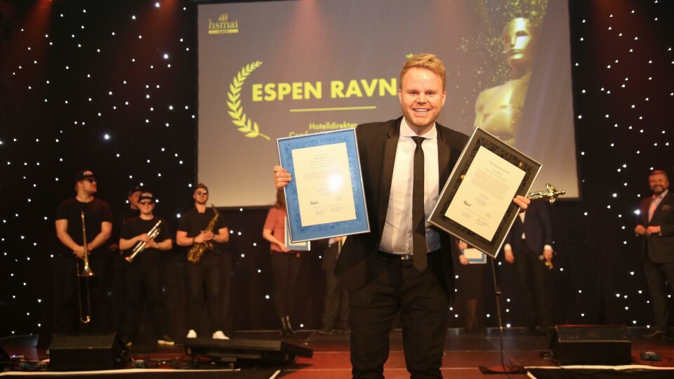 VANT IGJEN: Espen Ravnå vant i helgen årets GM i Nordic Choice. Bildet er fra HSMAI Awards 2018 hvor han også vant pris.