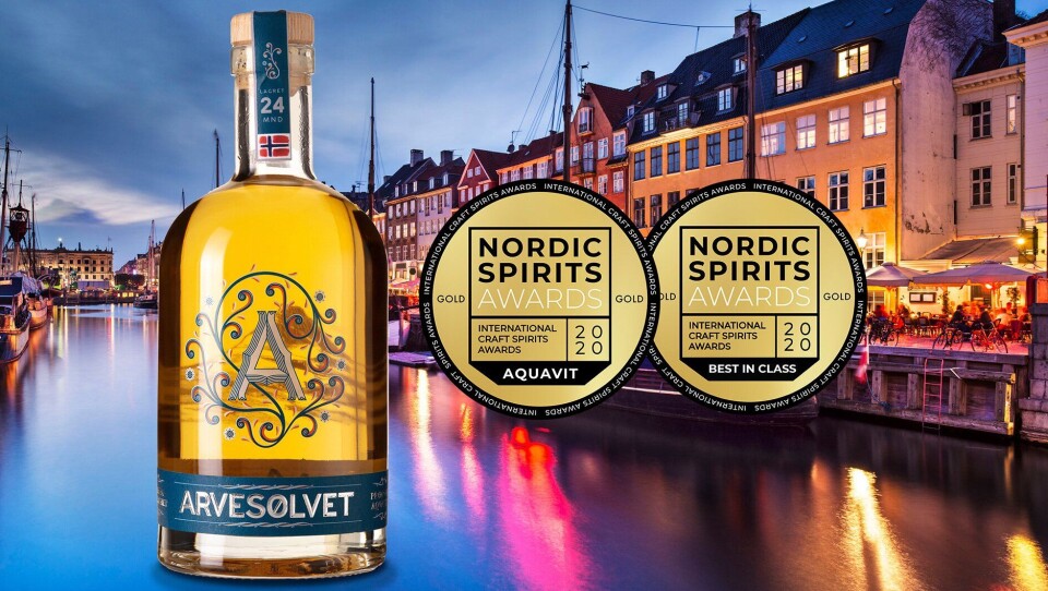 FIKK PRIS: Det er deilig å være norsk akevitt i Danmark.