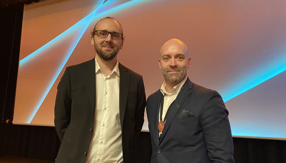 GODT BESØKT: Clarion The Hub i Oslo har det råeste konferanseutstyret på markedet. Fra venstre konferansesjef Jonathan Andreasson-Medina og salgssjef på Norges største hotell, Odd Arne Lund.