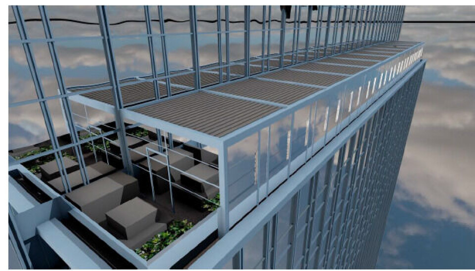 RÅ UTSIKT: Fra takterrassen kan en nyte fantastisk utsikt ut over Oslo. Her blir det bygget bar, utekjøkken med grill og med en kapasitet til 120 personer.