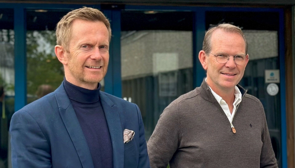 STORFORNØYDE: Adm.dir. i Classic Norway Hotels, Stephen Meinich Bache (til venstre) sammen med styreleder Frode Kjølås i Stranda Hotel AS.