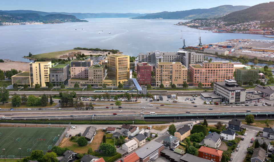 På Brakerøya i Drammen skal det bygges både hotell og kontorbygg.